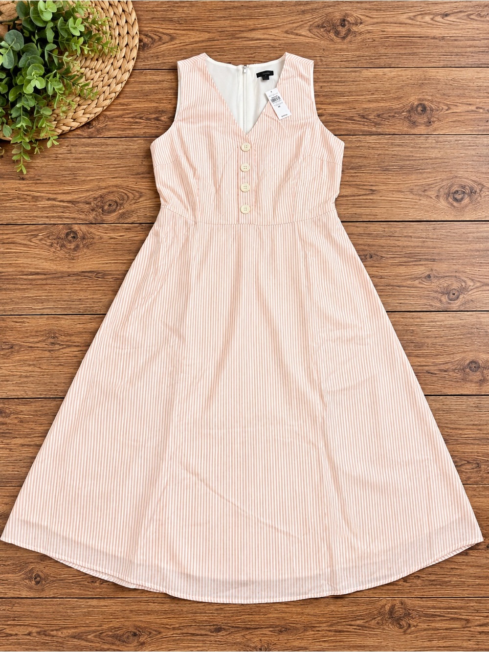 Ann Taylor Girls' Sleeveless Pink & White Striped Dress